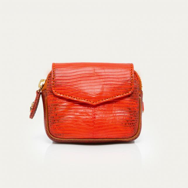claris virot Porte-Monnaie Lézard Karl Orange Goyave
