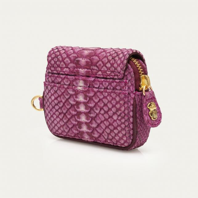 Claris Virot Porte-Monnaie Python Karl Pourpre Lavé