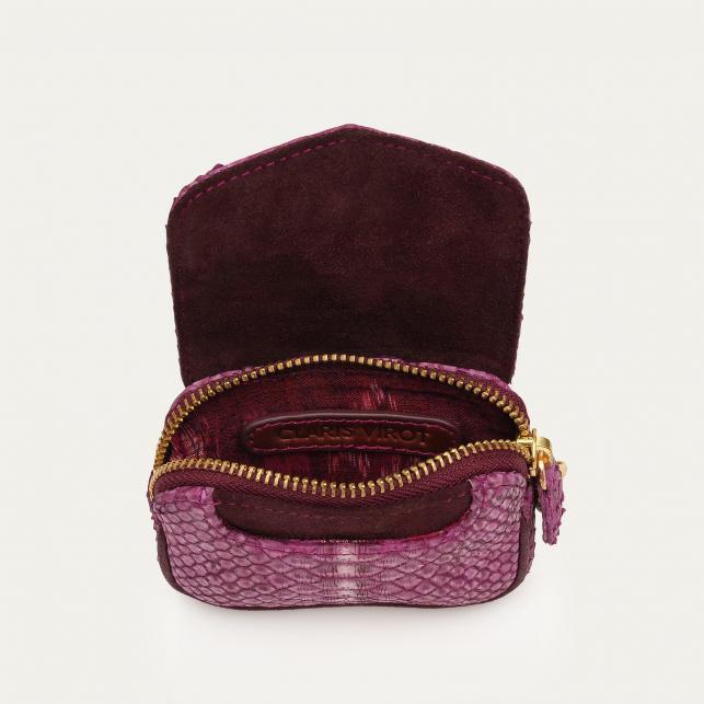 Claris Virot Porte-Monnaie Python Karl Pourpre Lavé
