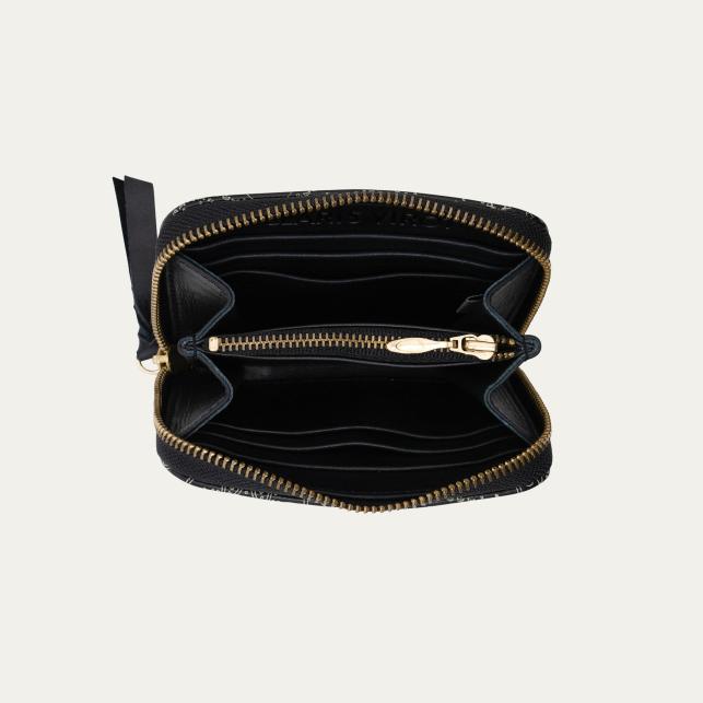 Claris Virot Portefeuille Cuir Mini Bob Nappa Noir Imprimé Bandana