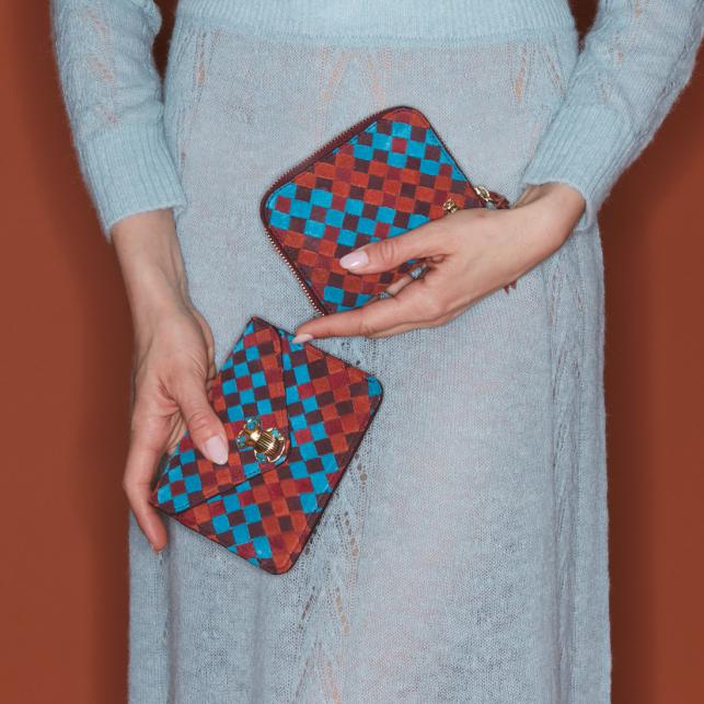 Claris Virot Portefeuille Cuir Tressé Mini Bob Multicolore