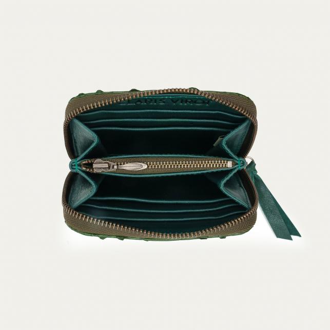 Claris Virot Portefeuille Python Mini Bob Vert Bronze
