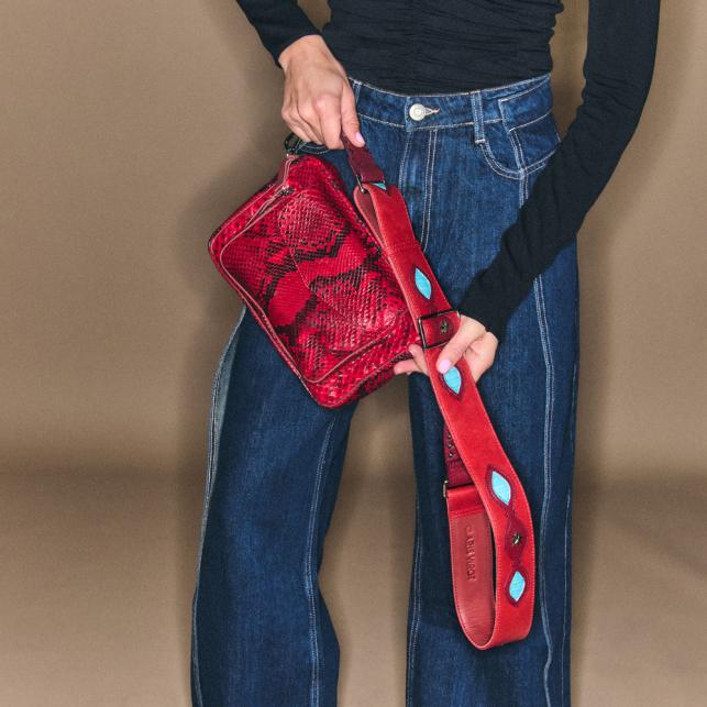 Claris Virot Sac Bandoulière Big Charly Python Rubis