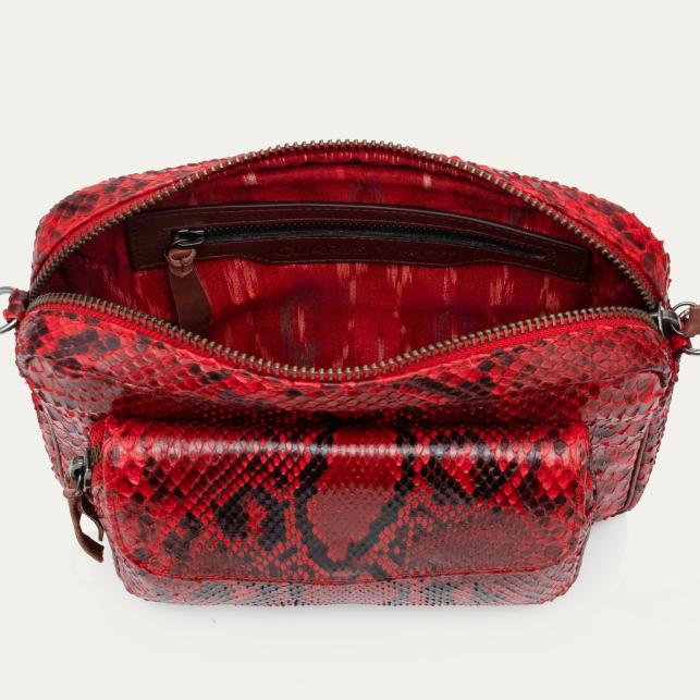 Claris Virot Sac Bandoulière Big Charly Python Rubis