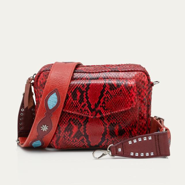 claris virot Sac Bandoulière Big Charly Python Rubis