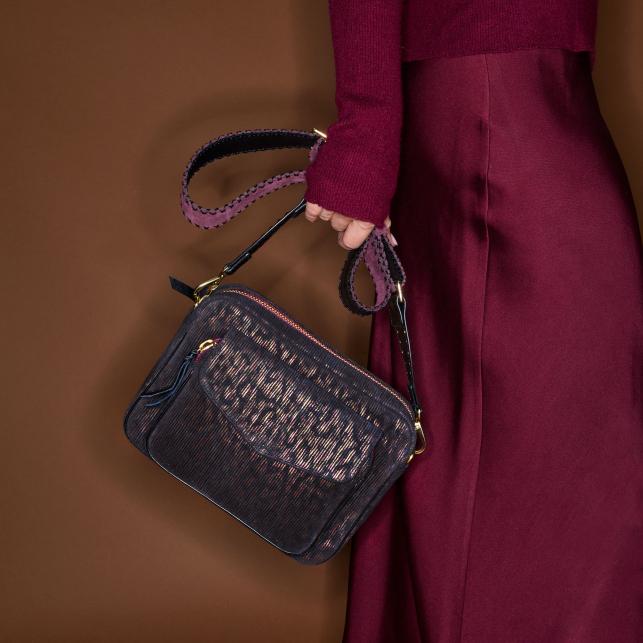 Claris Virot Sac Cuir Big Charly Camouflage Métallique