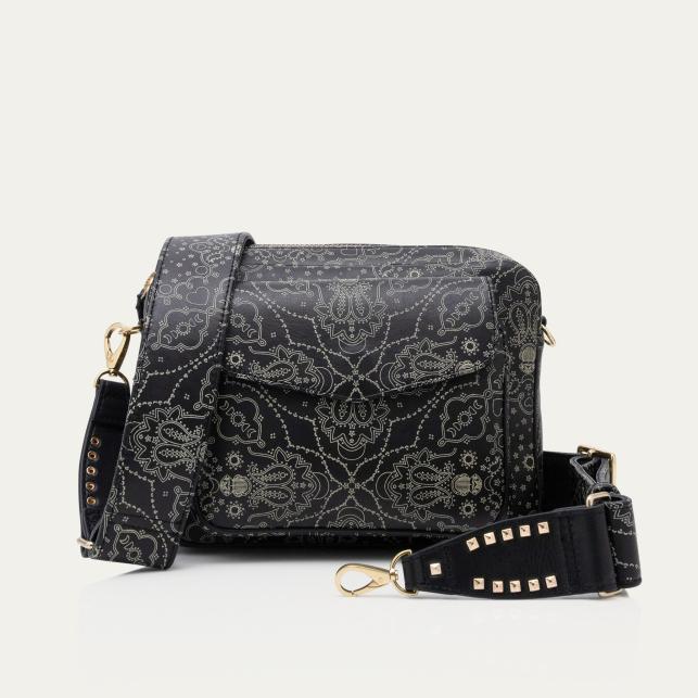 claris virot Sac Cuir Big Charly Nappa Noir Imprimé Bandana