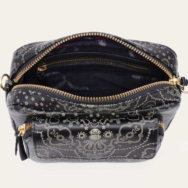 Claris Virot Sac Cuir Charly Noir Nappa Imprimé Bandana