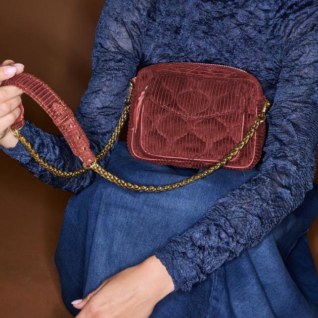 Claris Virot Sac Cuir Charly Velours Brique Matelassé