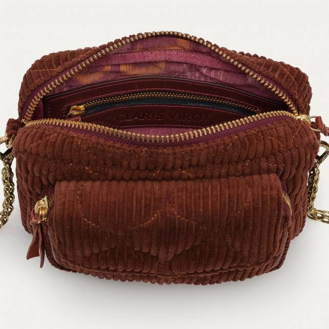 Claris Virot Sac Cuir Charly Velours Brique Matelassé