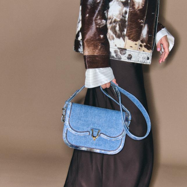 Claris Virot Sac Cuir Manon Tissus Denim - Claris Virot