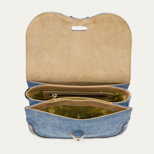 Claris Virot Sac Cuir Manon Tissus Denim - Claris Virot