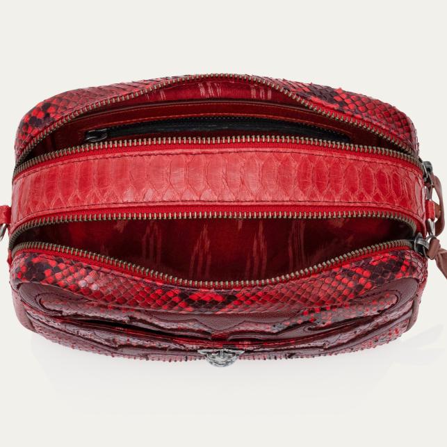 Claris Virot Sac Patchwork Python Et Cuir Lily Rubis