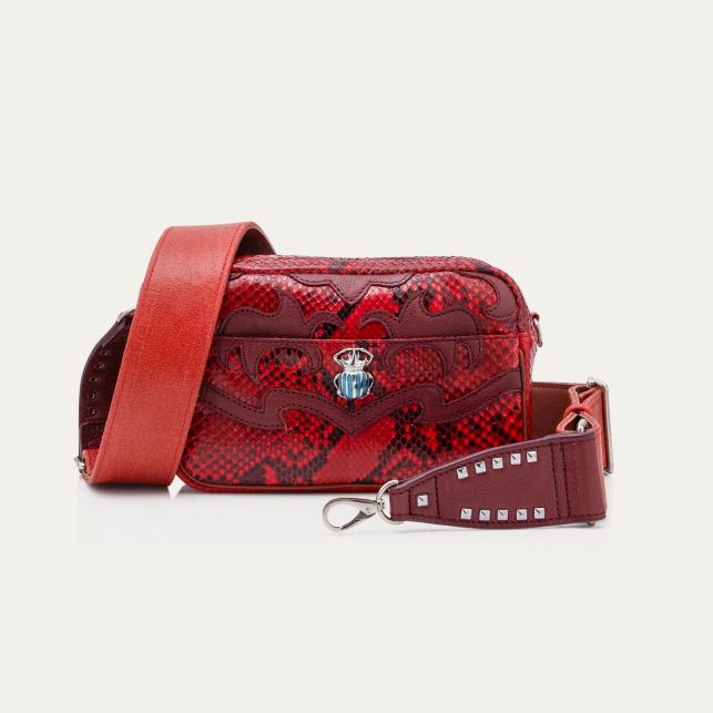 Claris Virot Sac Patchwork Python Et Cuir Lily Rubis