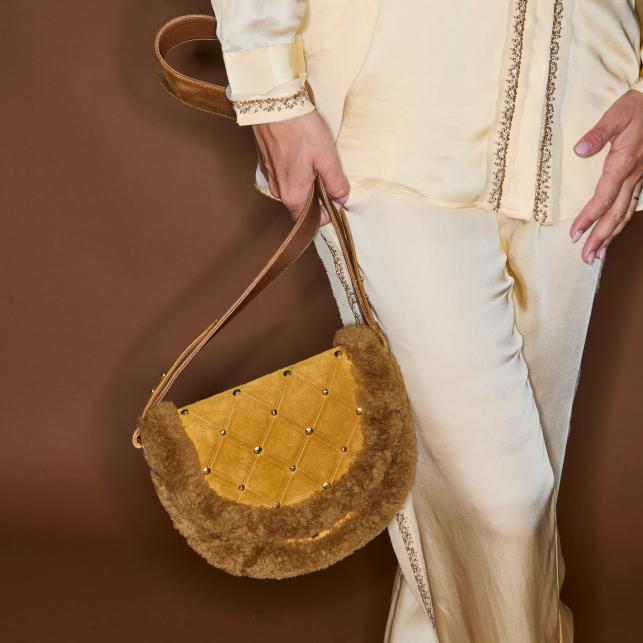 Claris Virot Sac Peau Lainée Victoria Cuivre Et Ambre