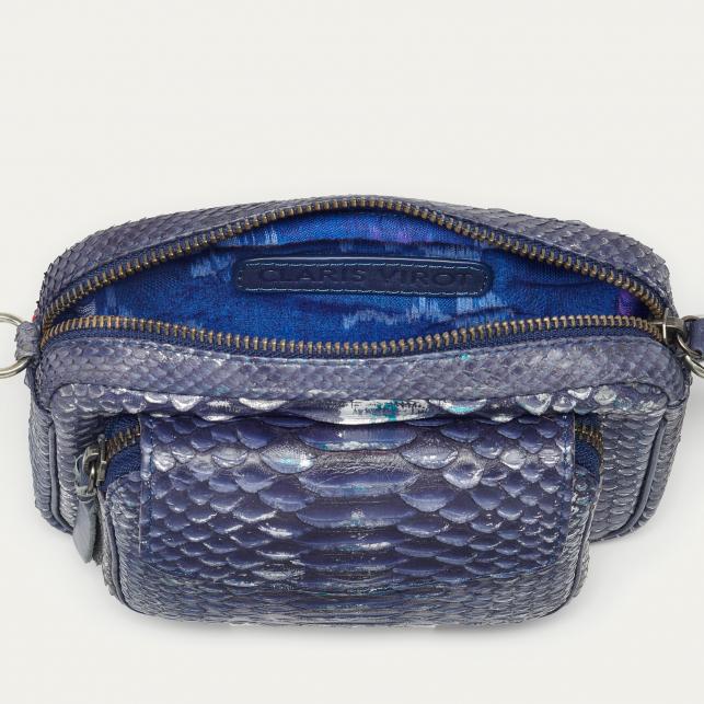 Claris Virot Sac Python Baby Charly Bleu Glacier Métallisé