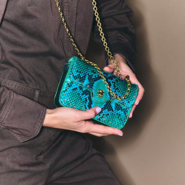 Claris Virot Sac Python Mini Ava Prairie Avec Rivets