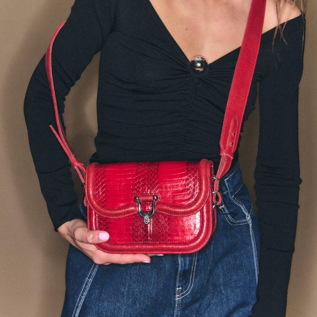 Claris Virot Sac Python Mini Manon Cobra Rubis - Claris Virot