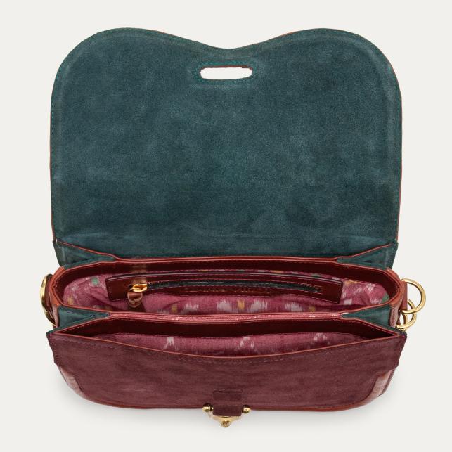 Claris Virot Sac Suède Manon Pourpre Brodée Faune Et Flore