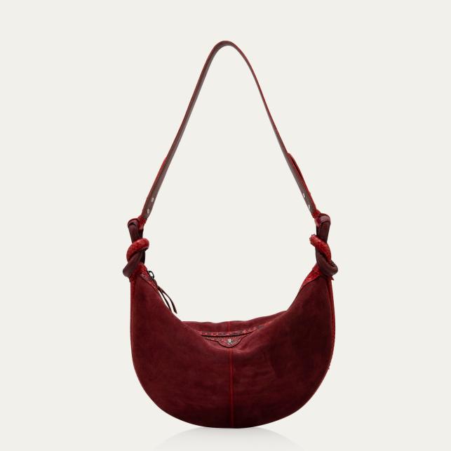 claris virot Sac Veau Velours Et Python Chris Bordeaux Et Rubis
