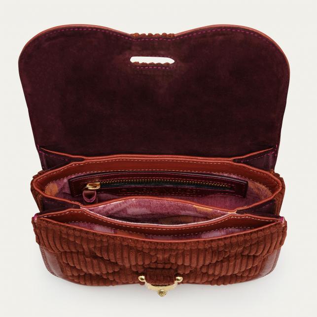 Claris Virot Sac Velours Mini Manon Brique Matelassé - Claris Virot