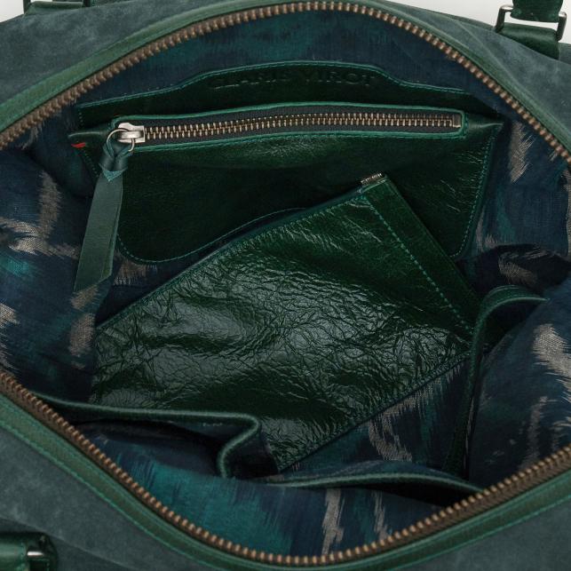Claris Virot Sac Week-End Cuir Roger M Vert Emeraude