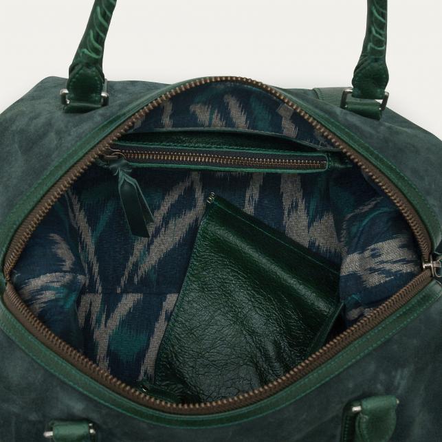 Claris Virot Sac Week-End Cuir Roger XS Vert Emeraude