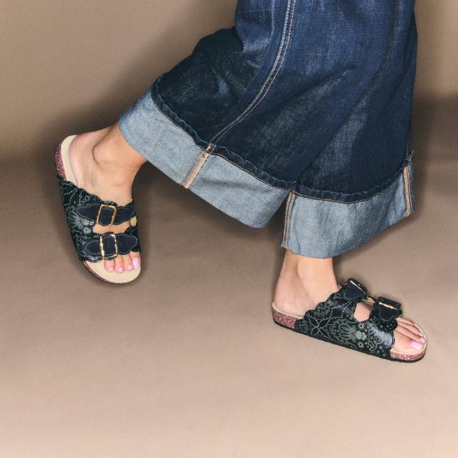 Claris Virot Sandales Cuir Nappa Noir Odette Bandana