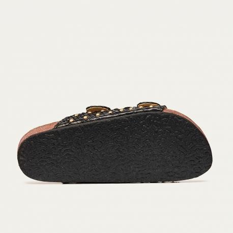 Claris Virot Sandales Python Odette Noires Clous Or