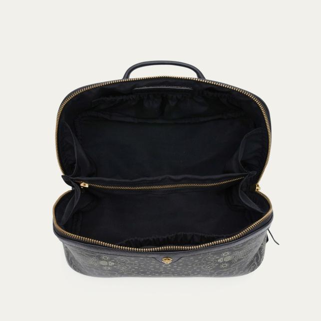 Claris Virot Trousse Cuir Charlotte Nappa Noir Imprimé Bandana