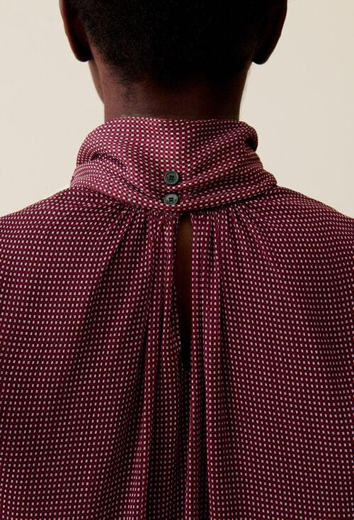 Claudie Blouse Lavallière Carreaux Fluide Pour Femme