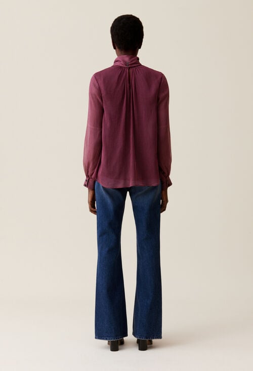 Claudie Blouse Lavallière Carreaux Fluide Pour Femme