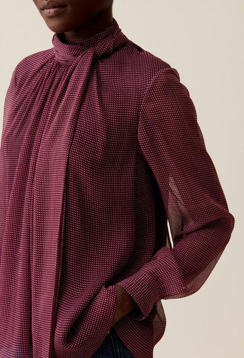 claudie Blouse lavallière carreaux fluide pour femme