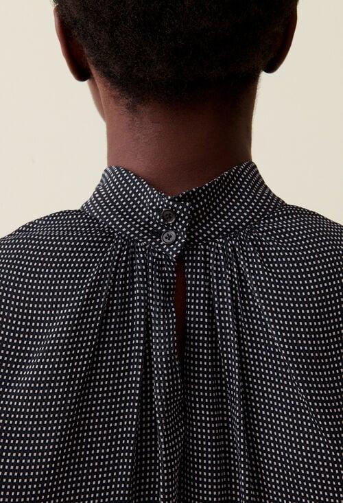 Claudie Blouse Lavallière Carreaux Fluide Pour Femme