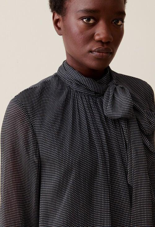 claudie Blouse lavallière carreaux fluide pour femme