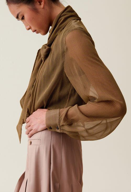 claudie Blouse lavallière carreaux fluide pour femme