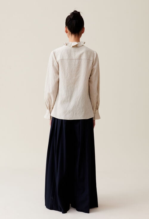 Claudie Blouse Rayée à Volants Multiples Pour Femme