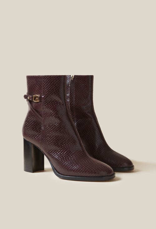 Claudie Bottines Effet Serpent Cuir Vernis Pour Femme