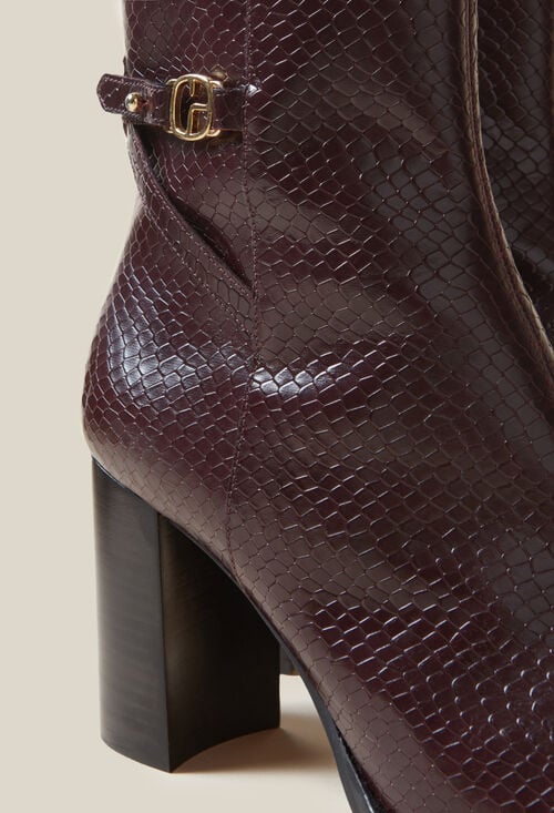 Claudie Bottines Effet Serpent Cuir Vernis Pour Femme