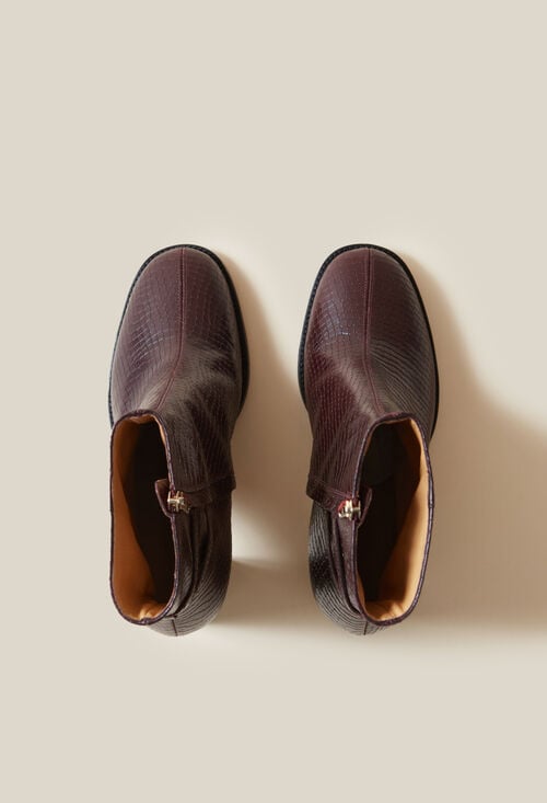 Claudie Bottines Effet Serpent Cuir Vernis Pour Femme