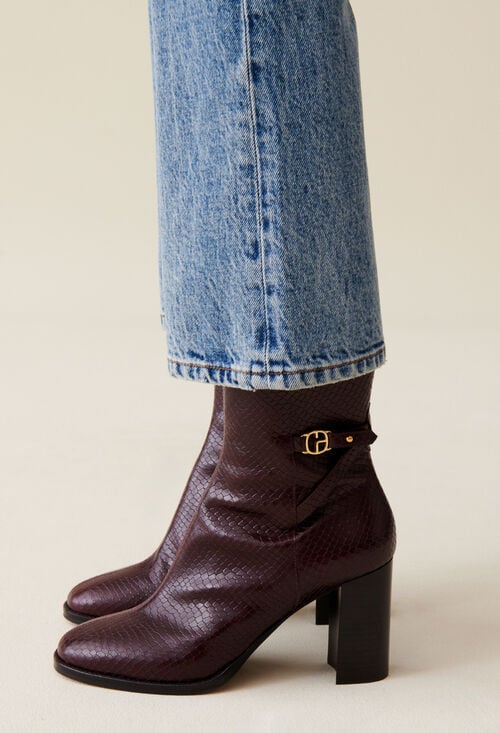 claudie Bottines effet serpent cuir vernis pour femme