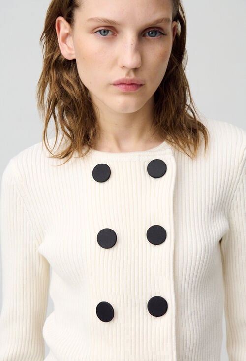 Claudie Cardigan Laine Mélangée Boutonné Pour Femme