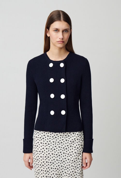 Claudie Cardigan Laine Mélangée Boutonné Pour Femme