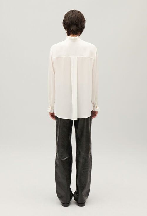 Claudie Chemise Blanche Col Montant Ondulé Pour Femme