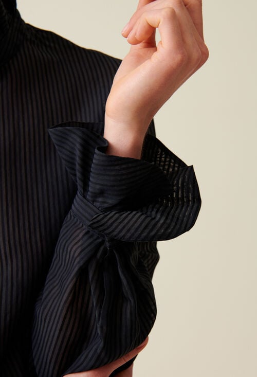 Claudie Chemise Fluide Col Volanté Rayures Pour Femme