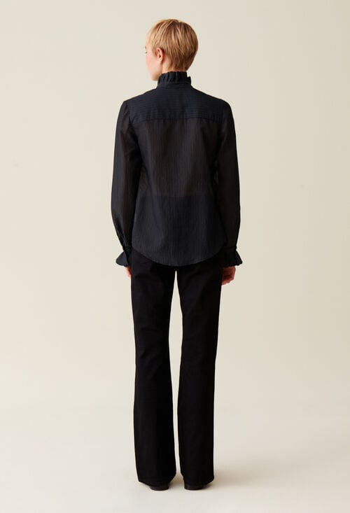 Claudie Chemise Fluide Col Volanté Rayures Pour Femme