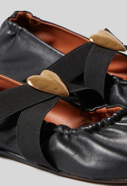 Claudie Ballerines Cuir Cœur Doré Pour Femme