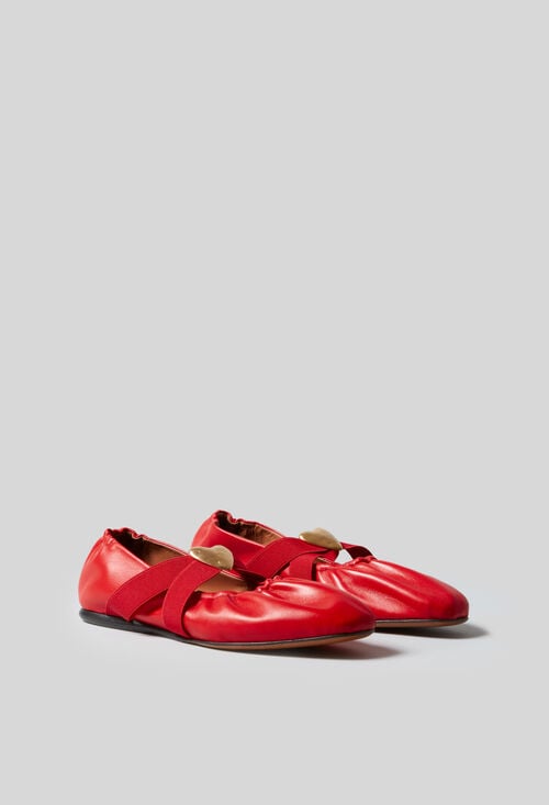 Claudie Ballerines Cuir Cœur Doré Pour Femme