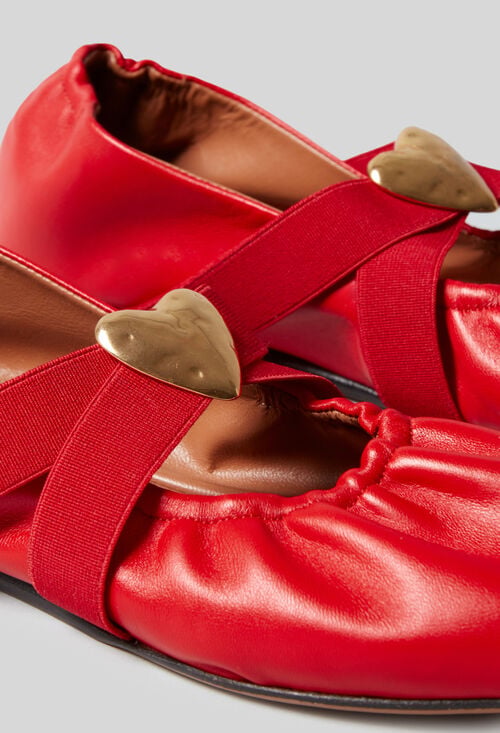 Claudie Ballerines Cuir Cœur Doré Pour Femme