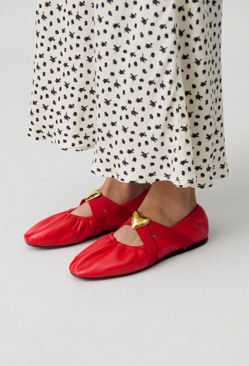 claudie Ballerines cuir cœur doré pour femme